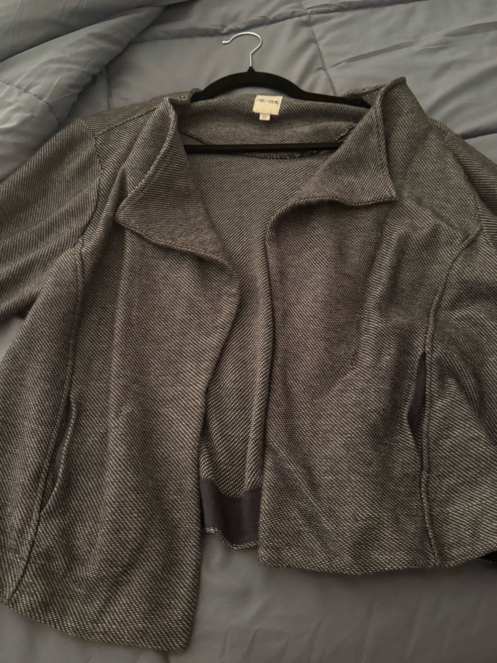 Nic & Zoe Gray Open-Front Women's Sweater Cardigan